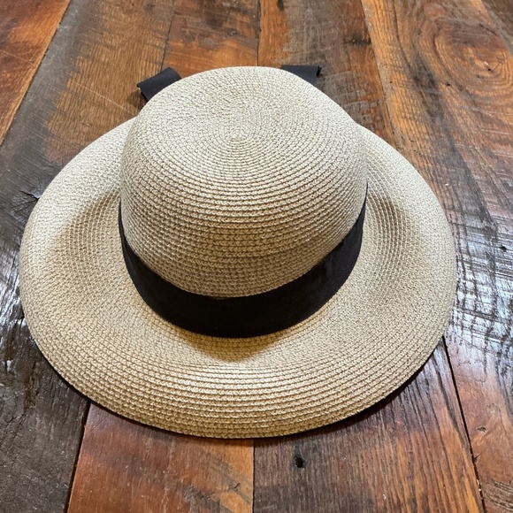 Furtalk Wide Brim Straw Sun Hat with Ribbon Tie Beige Women’s Size Large - Picture 2 of 7